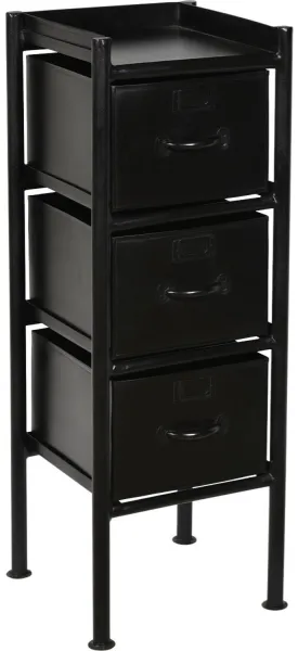 TRADEMARK LIVING byrå, med 3 lådor - svart järn