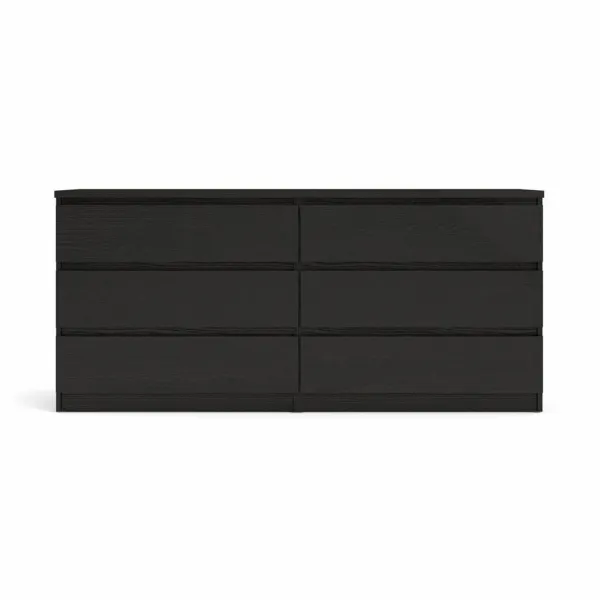 TVILUM Naia dubbel byrå, med 6 lådor - svart folie och plast