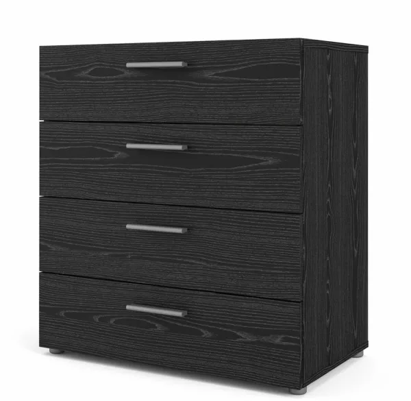 TVILUM Pepe byrå, med 4 lådor - svart folie och plast