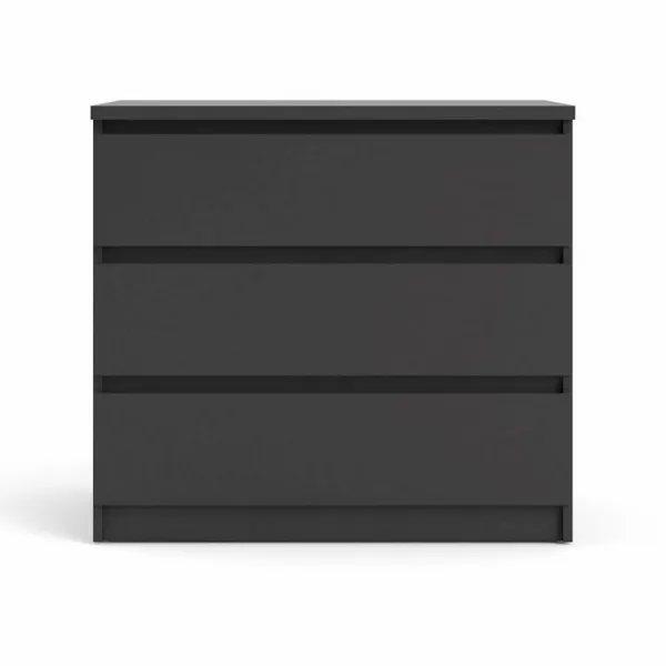 TVILUM Naia byrå, med 3 lådor - svart folie och plast