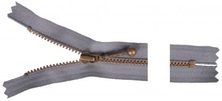 YKK Dragkedja Antik Mässing 15cm 4mm Grå