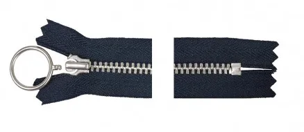 YKK Blixtlås Aluminium Fast m/Ring 35cm 4mm Marin