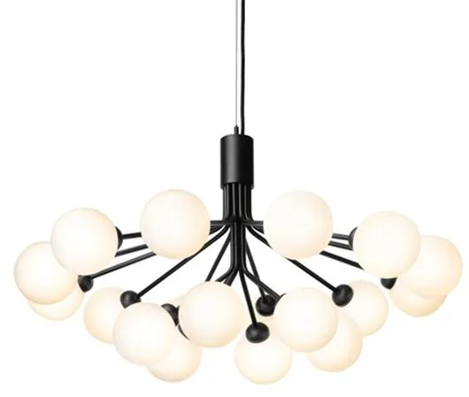 Nuura Apiales 18 Ljuskrona Svart och Opalglas