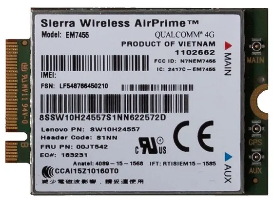 Lenovo LTE Sierra EM7455 Module/Modem